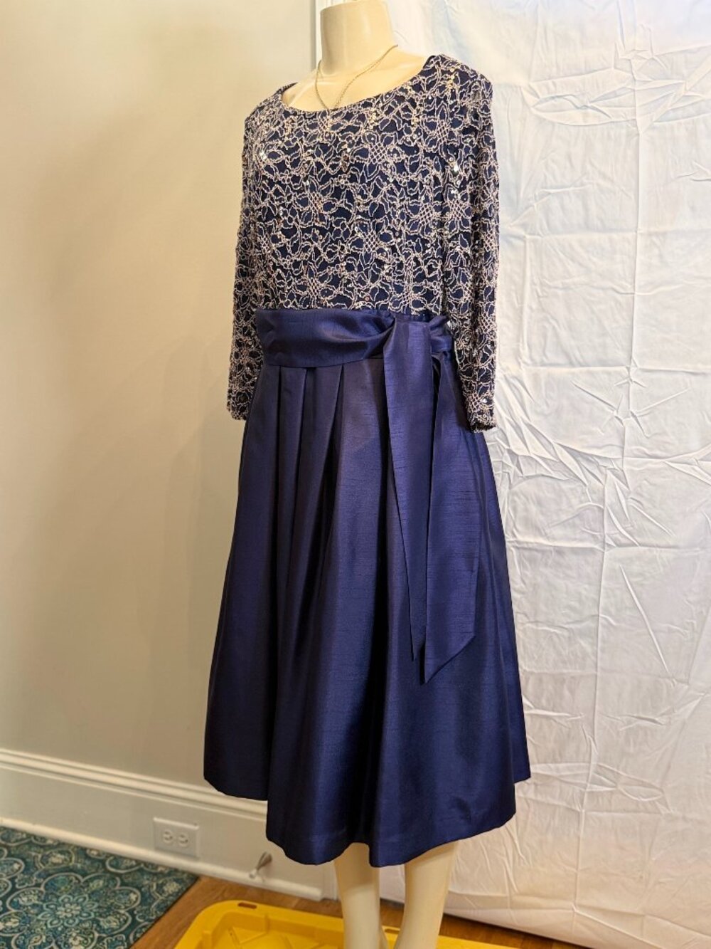 Jessica Howard Navy Dress with Silver sparkling top Women's 12